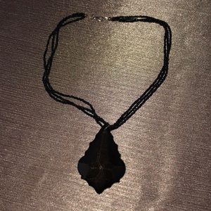 Black beaded choker necklace